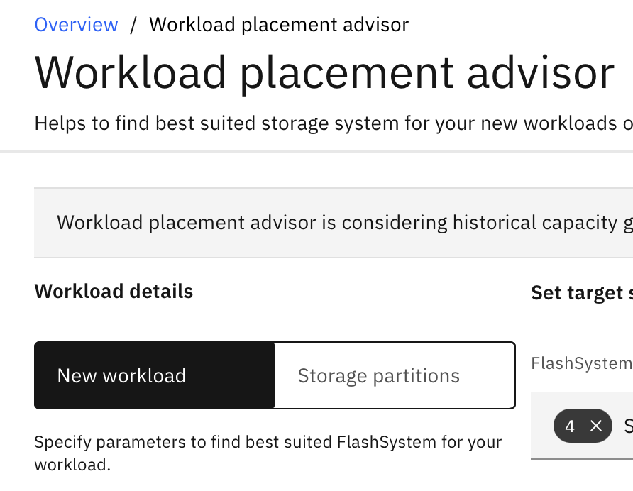 New workload placement tab